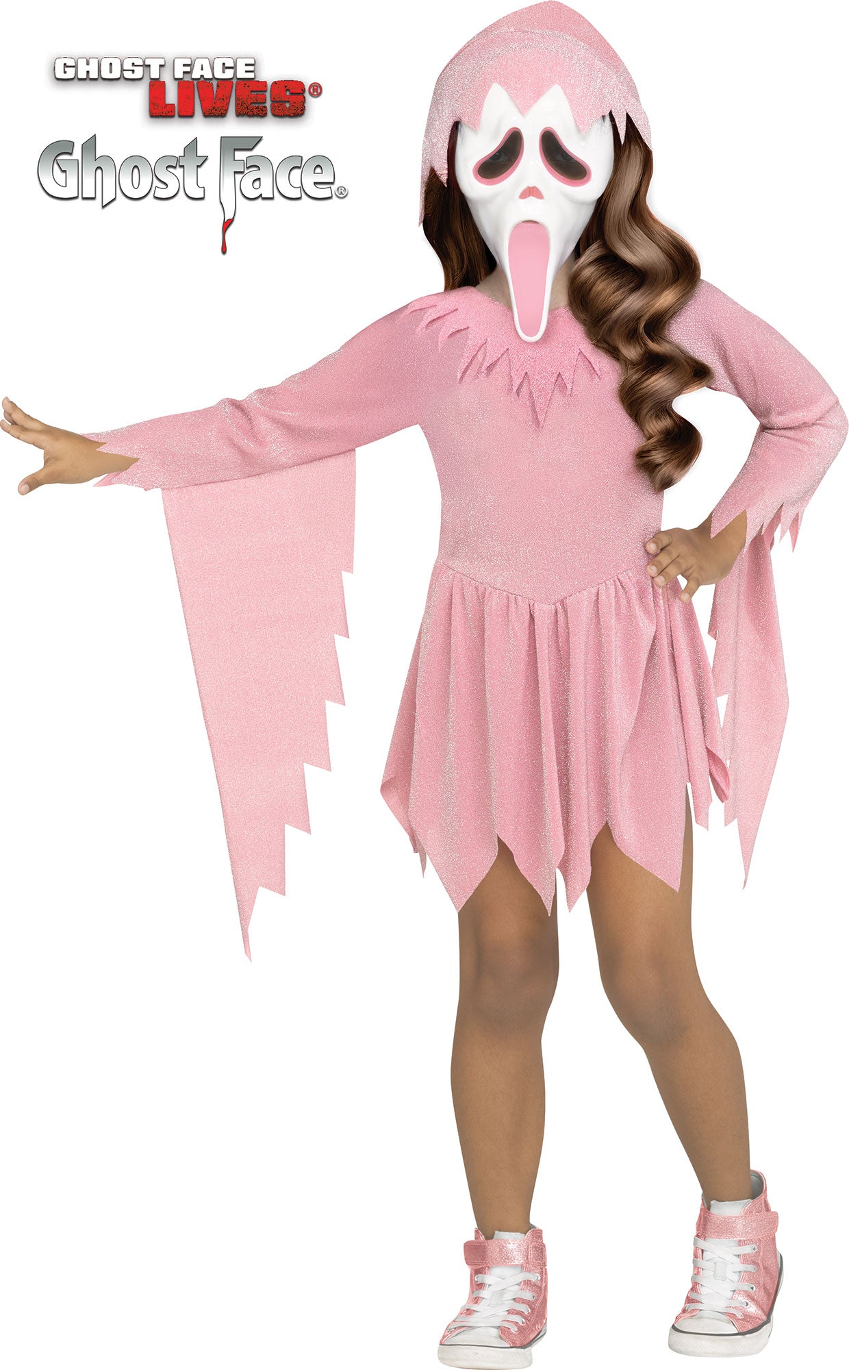 Pastel Pink Ghost Face Toddler Costume