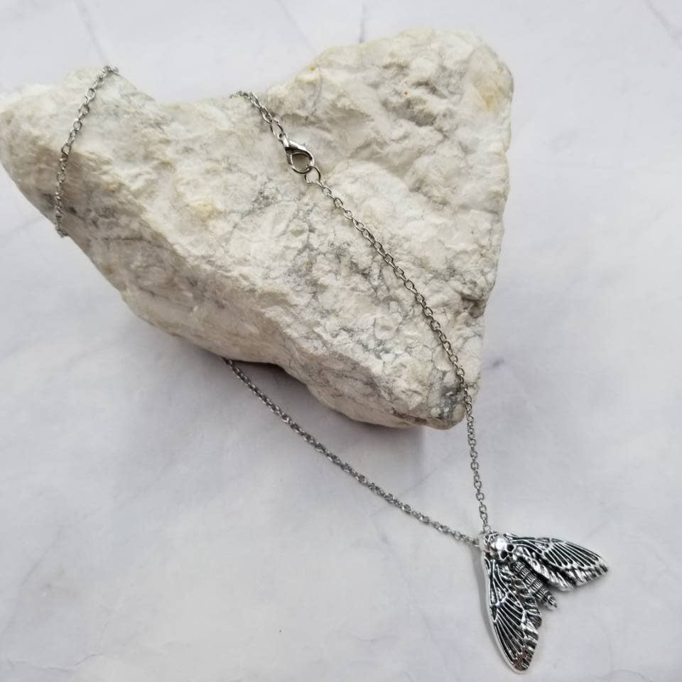Goth Death Moth Necklace