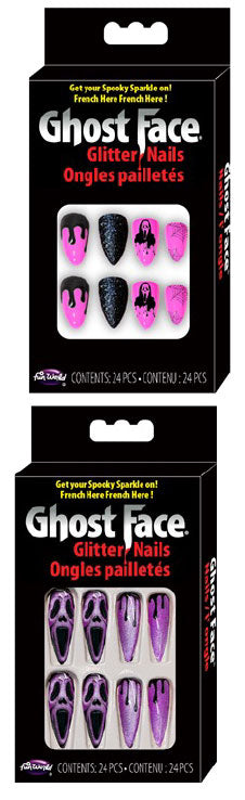 Ghost Face Glitter Nails