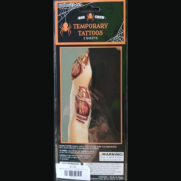 Temporary Tattoo 2Pk Arm Wound