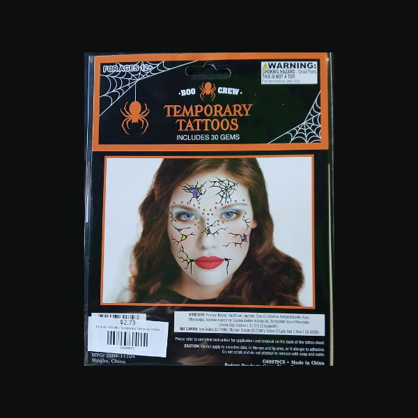 Face Art Metallic Temporary Tattoo w/ Gems