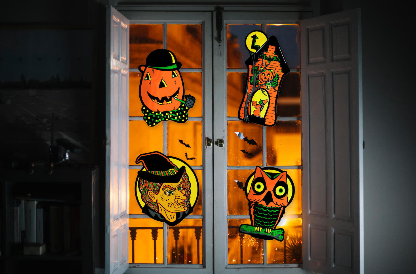 Set of 4 Illuminated Halloween Blowmold Cutout Set - Series 2