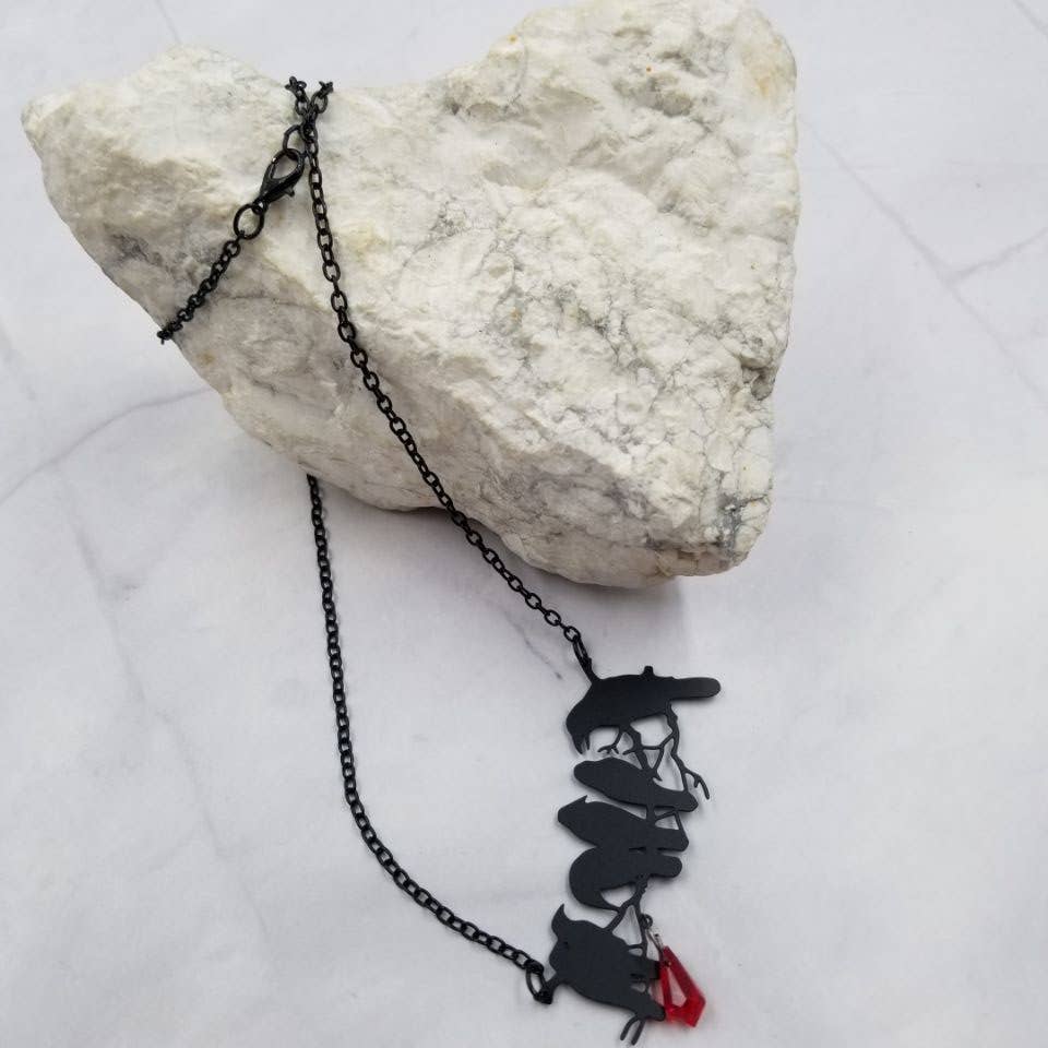 Goth Black Raven Necklace - Halloween