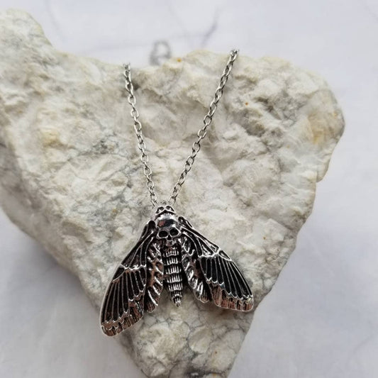 Goth Death Moth Necklace