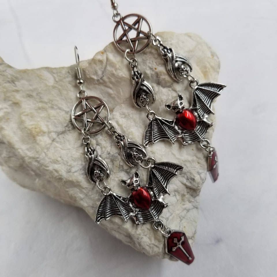 Bat and Coffin Earrings