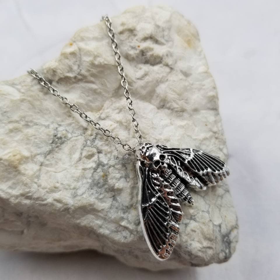 Goth Death Moth Necklace