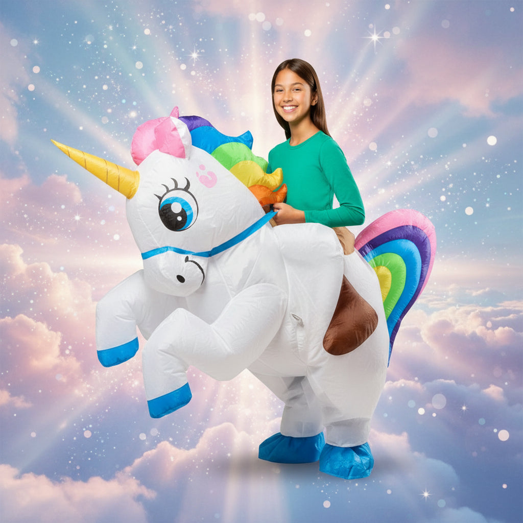 Inflatable Ride-on Unicorn Kid Costume