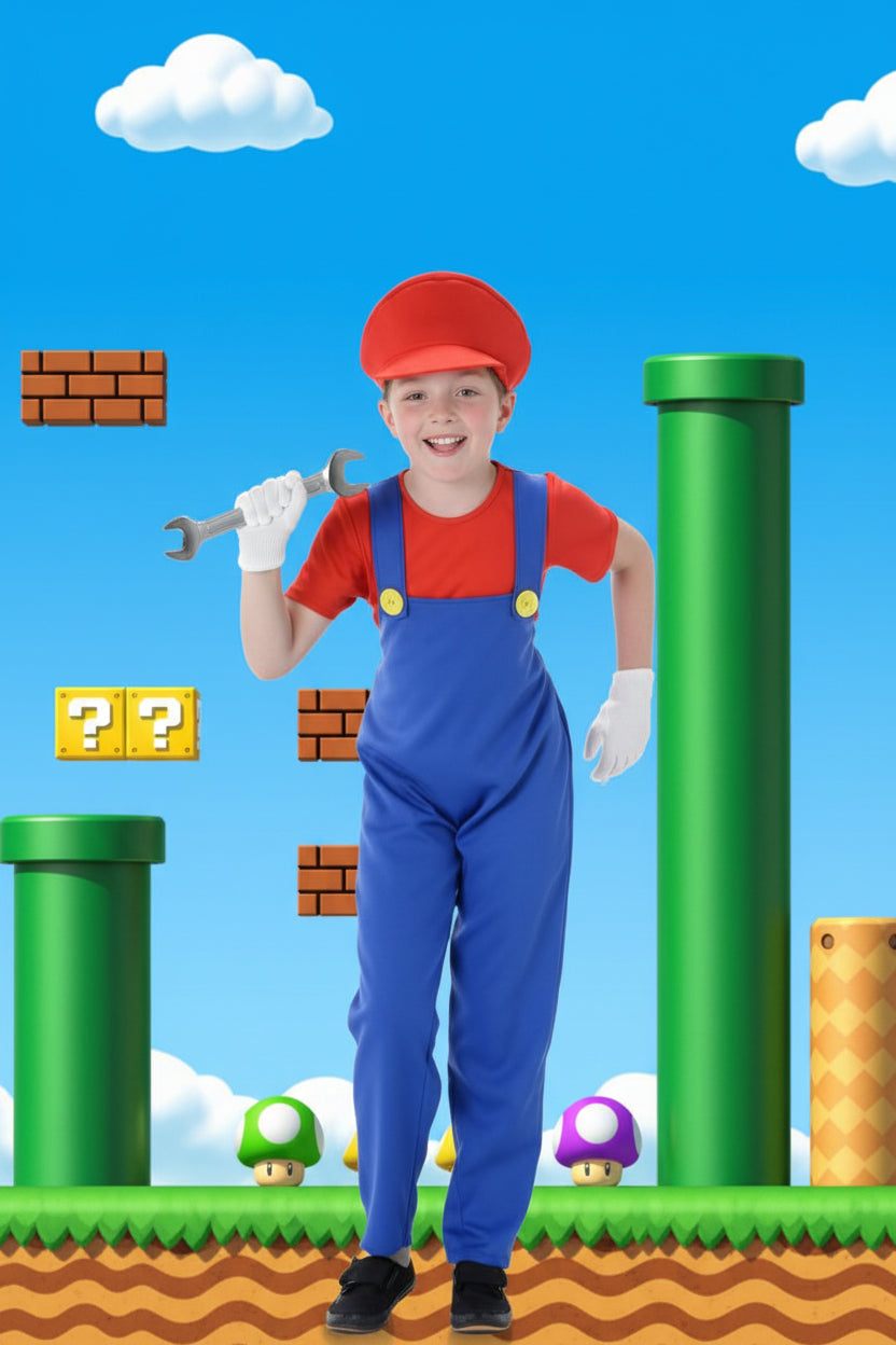 Red Plumber Kid Costume