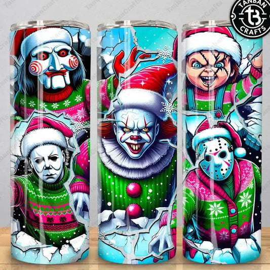 Pink & Green Horror Christmas Tumbler
