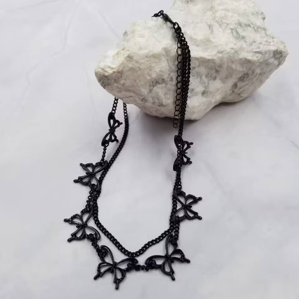 Black Butterfly Gothic Necklace