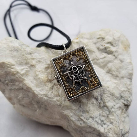 Skeleton in Magic Book Locket Necklace - Halloween