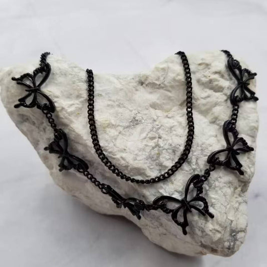 Black Butterfly Gothic Necklace