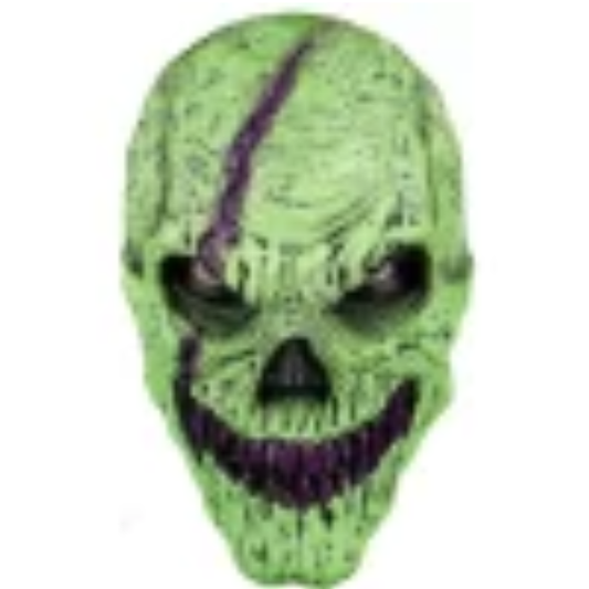 Skull Fangs Green Monster Mask: Blacklight Reactive