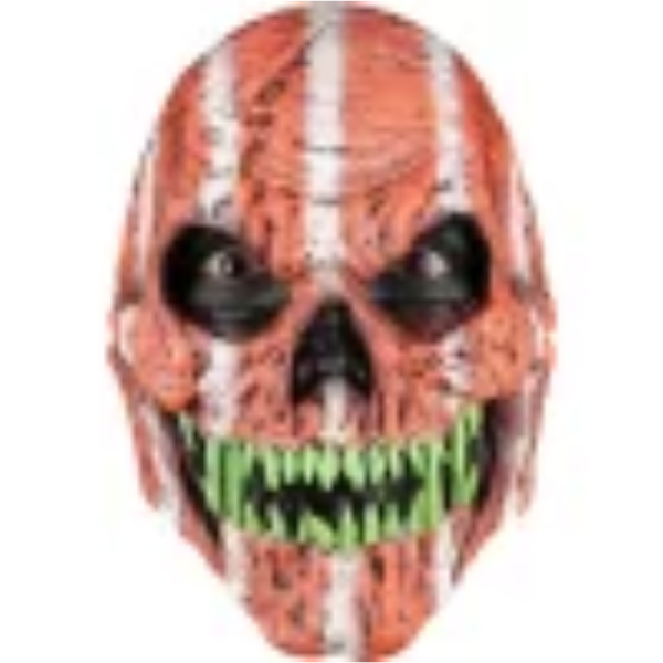 Skull Fangs Orange Monster Mask: Blacklight Reactive