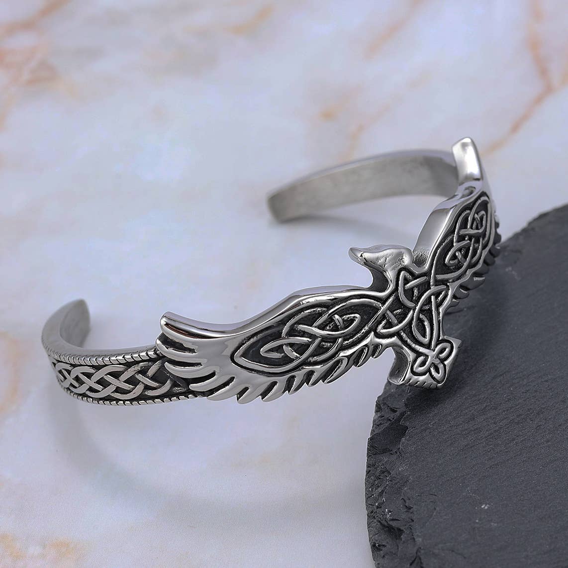Eagle Viking Knot Titanium Steel Open Bracelet