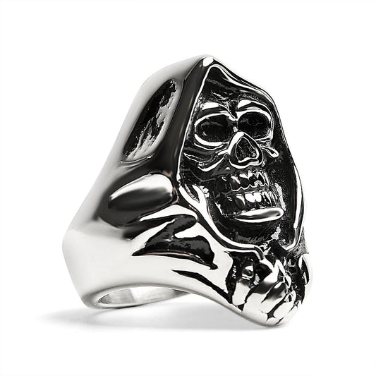 Stainless Steel Grim Reaper Skull Ring