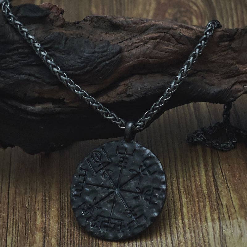 Vintage Compass Rune Pendant Necklace