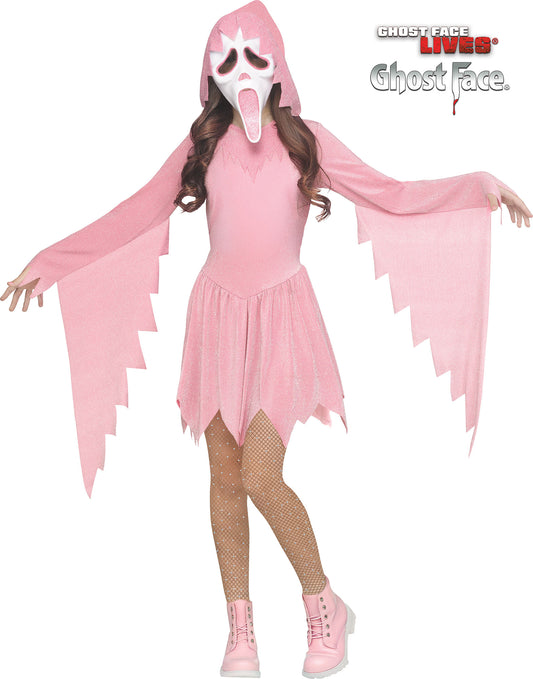 Pastel Pink Sparkle Ghost Face Child Costume