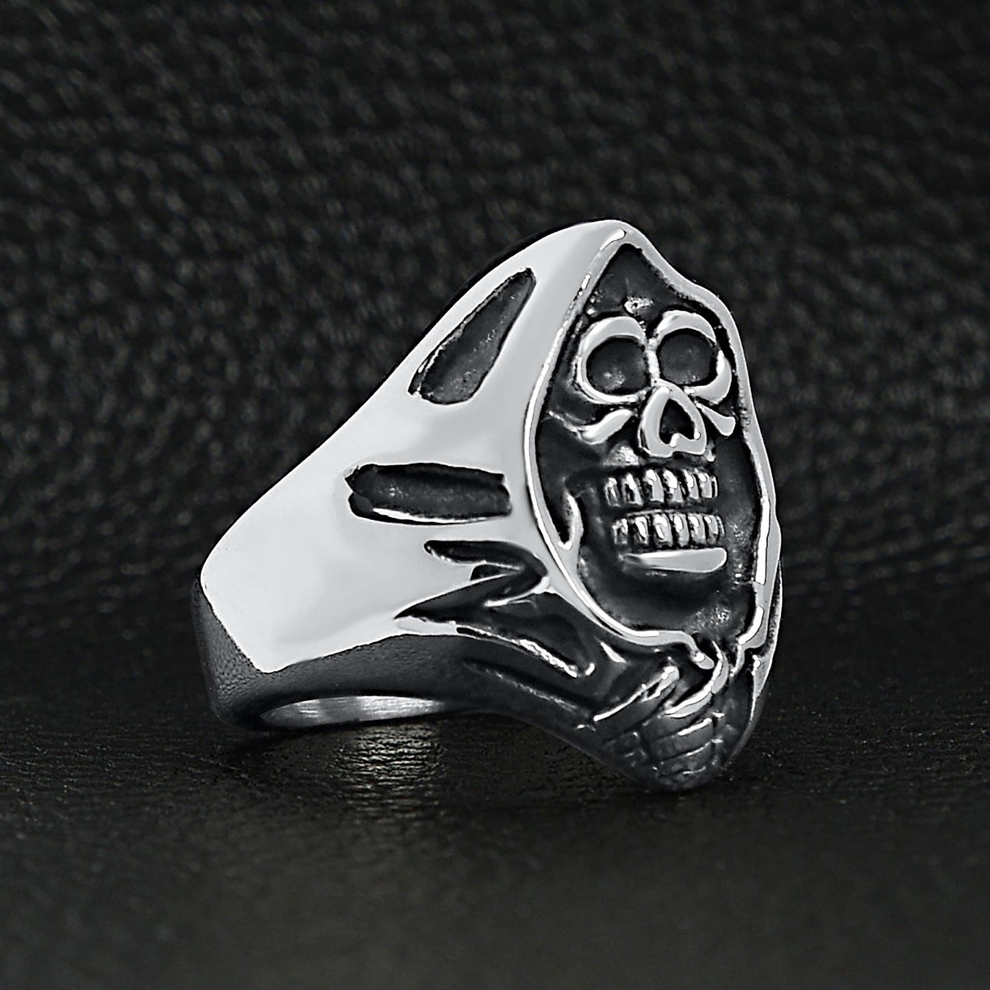 Stainless Steel Grim Reaper Skull Ring