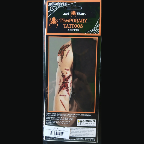 Temporary Tattoo 2Pk Arm Wound
