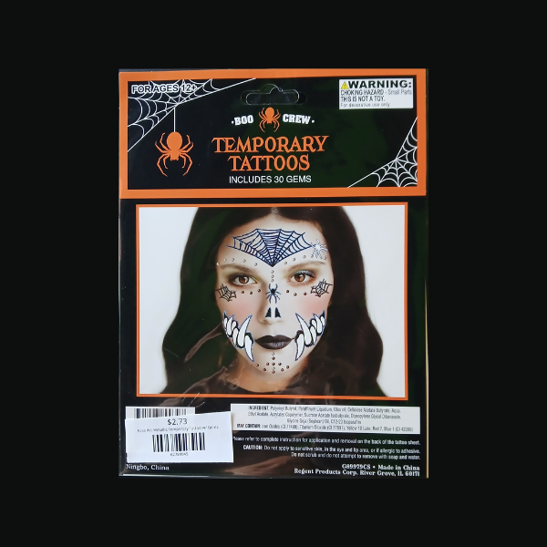 Face Art Metallic Temporary Tattoo w/ Gems