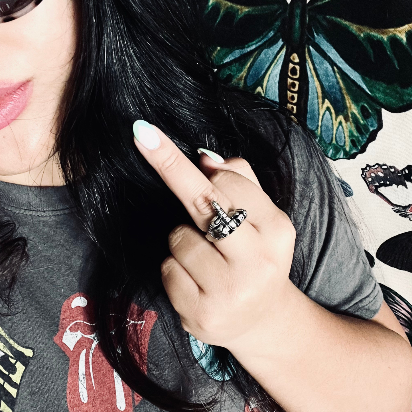 Stainless Steel Polished FTW Middle Finger Ring