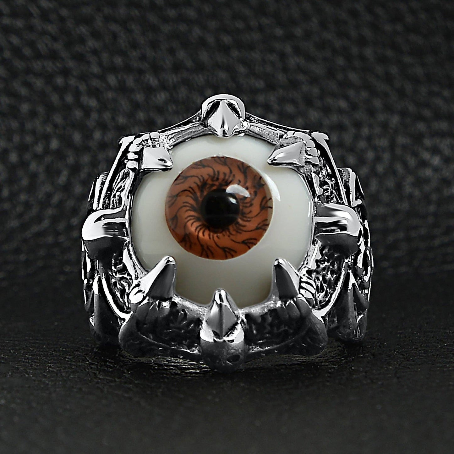 Gothic Clawed Brown Eyeball Statement Ring