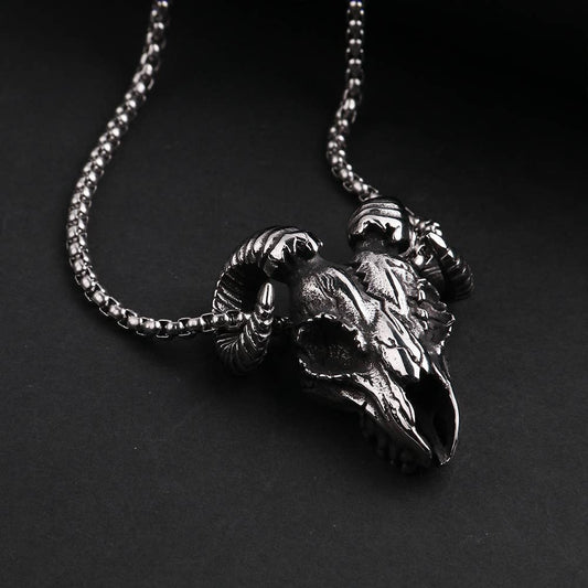 Titanium Steel Sheep Skull Necklace
