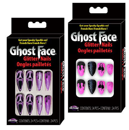 Ghost Face Glitter Nails