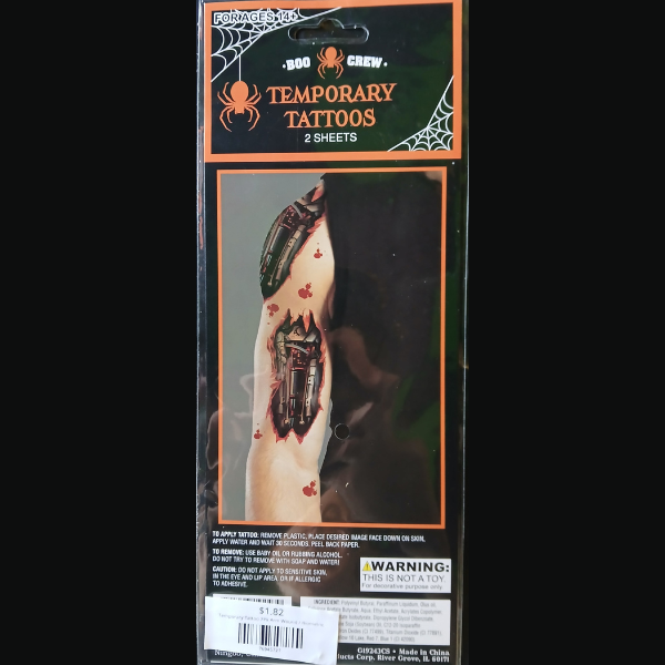 Temporary Tattoo 2Pk Arm Wound