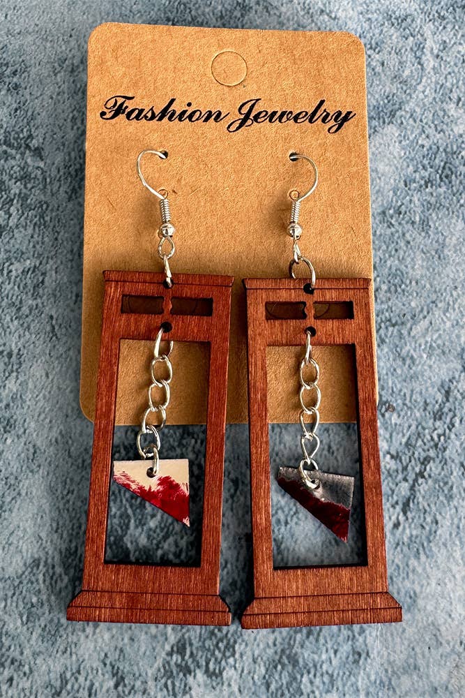 Wooden  Guillotine Earrings