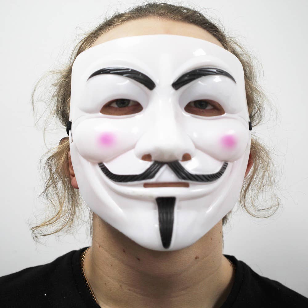 White Anonymous V Hacker Mask Halloween Costume