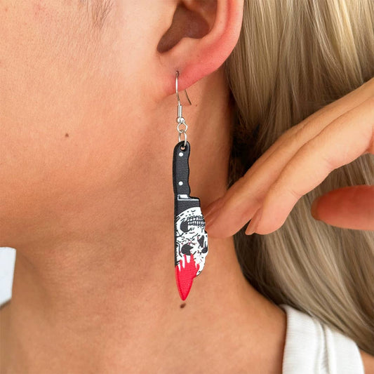 Bloody Skull Blade Earrings