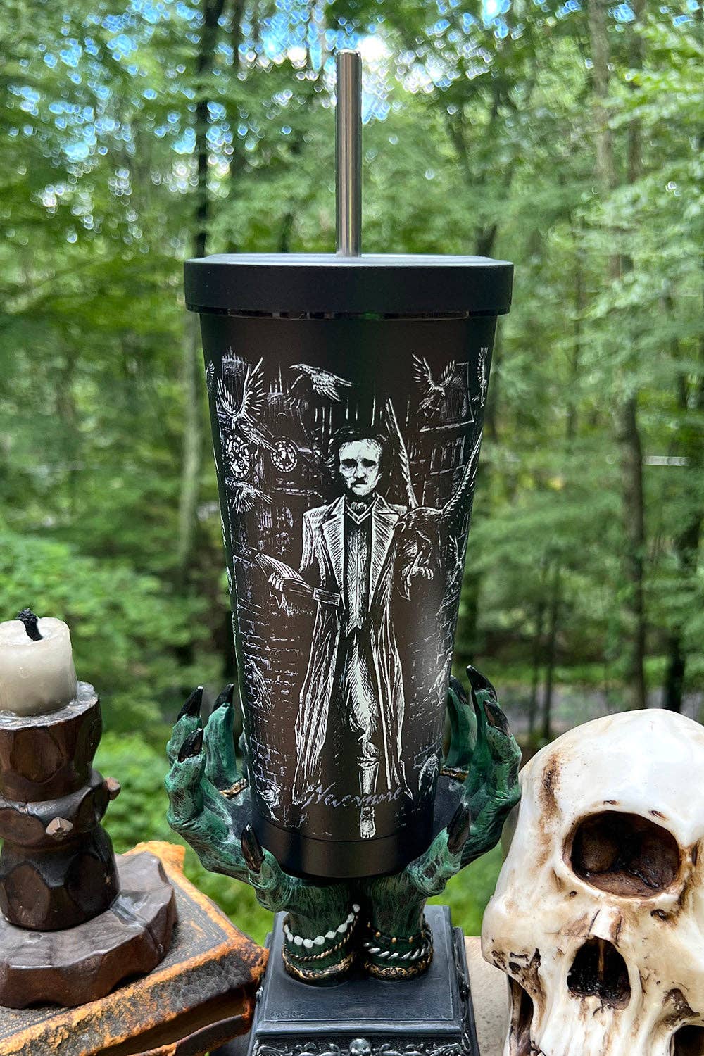 Edgar Allan Poe Cold Brew Tumbler with Straw