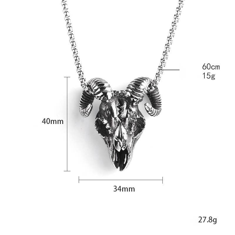 Titanium Steel Sheep Skull Necklace