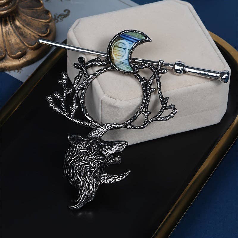 Vintage Viking Wolf Hairpin Alloy Hair Accessories