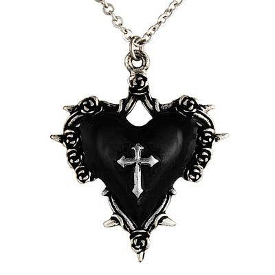 Cross Black Heart Necklace