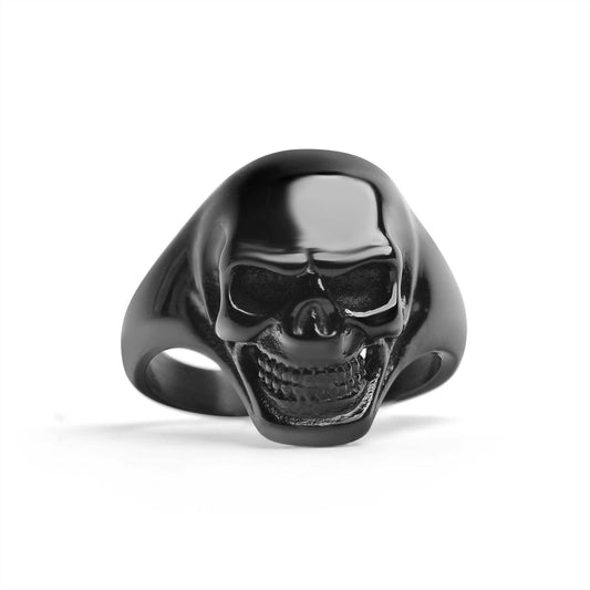 Stainless Steel Black Skull Ring