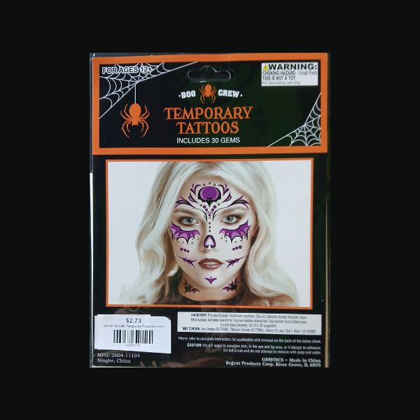 Face Art Metallic Temporary Tattoo w/ Gems
