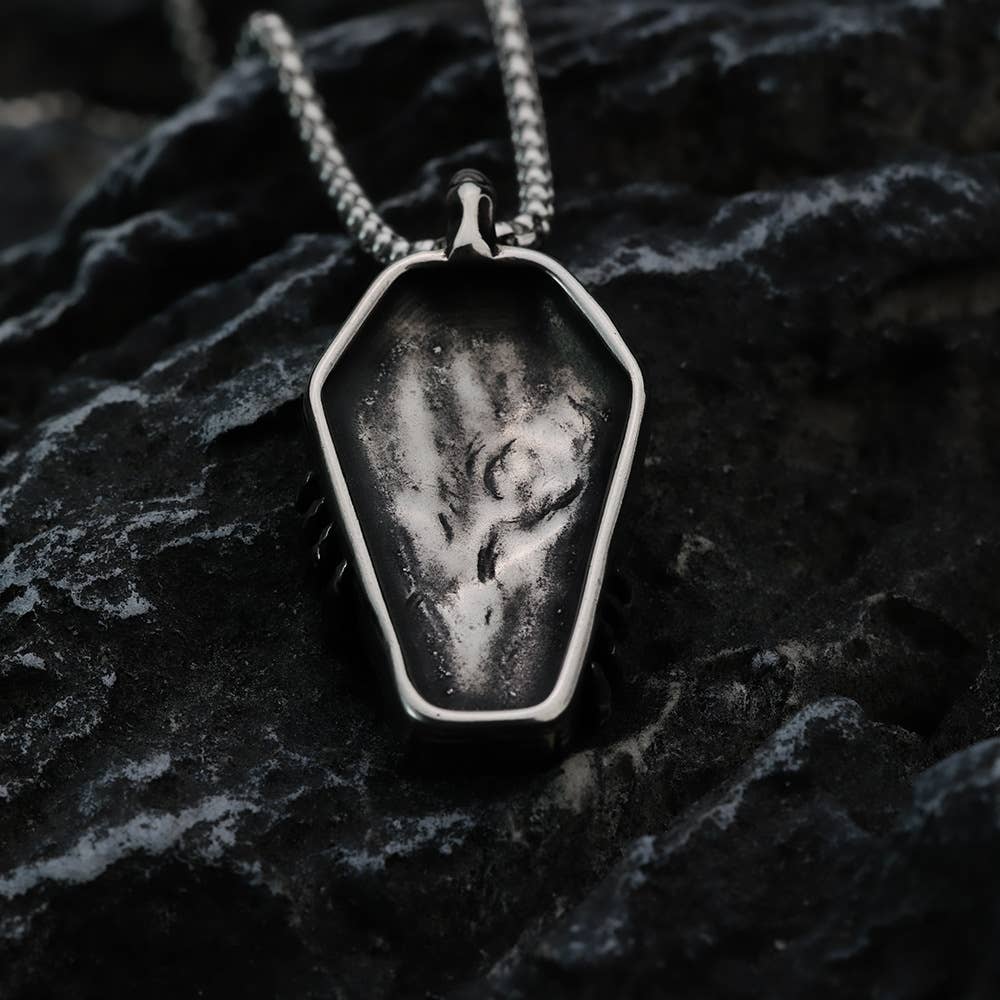 Retro Personalized Punk Skull Coffin Necklace