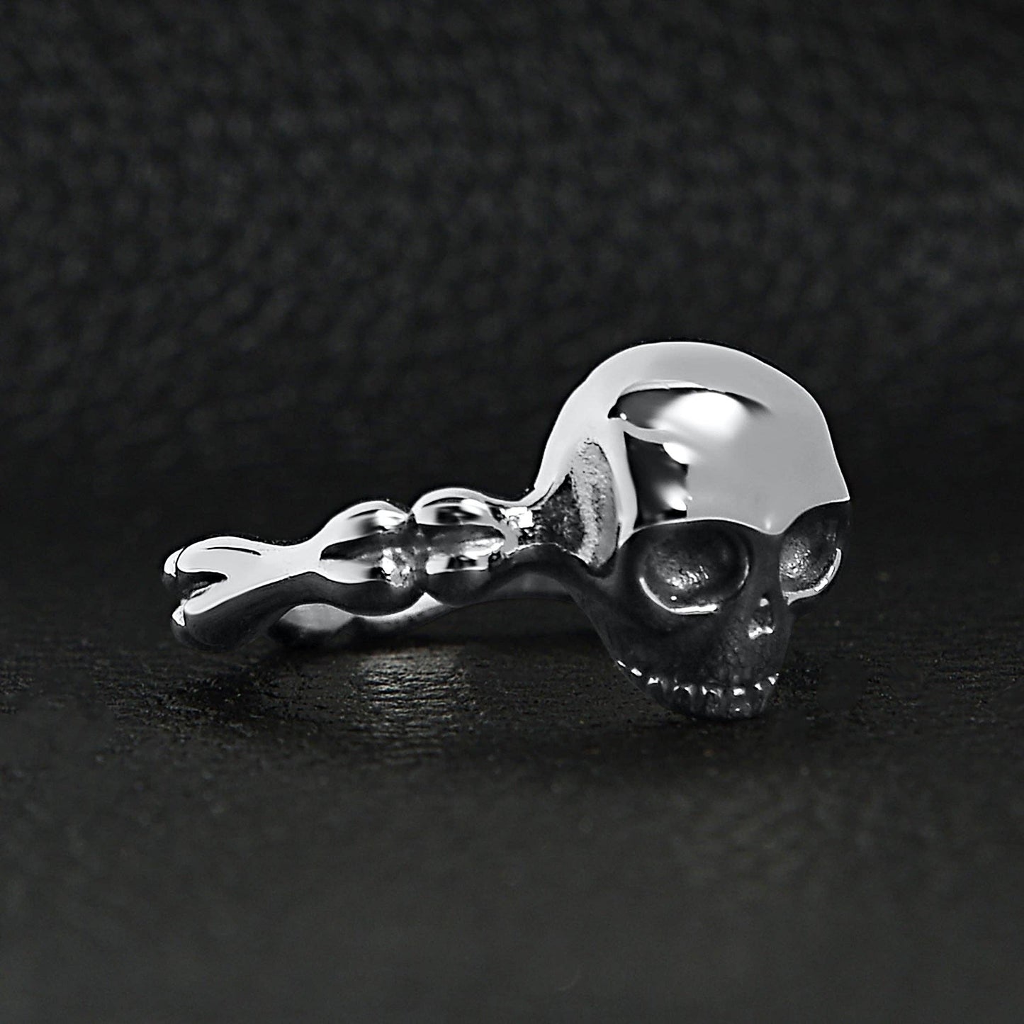 Stainless Steel Skull & Bones Women's Gothic Statement Ring