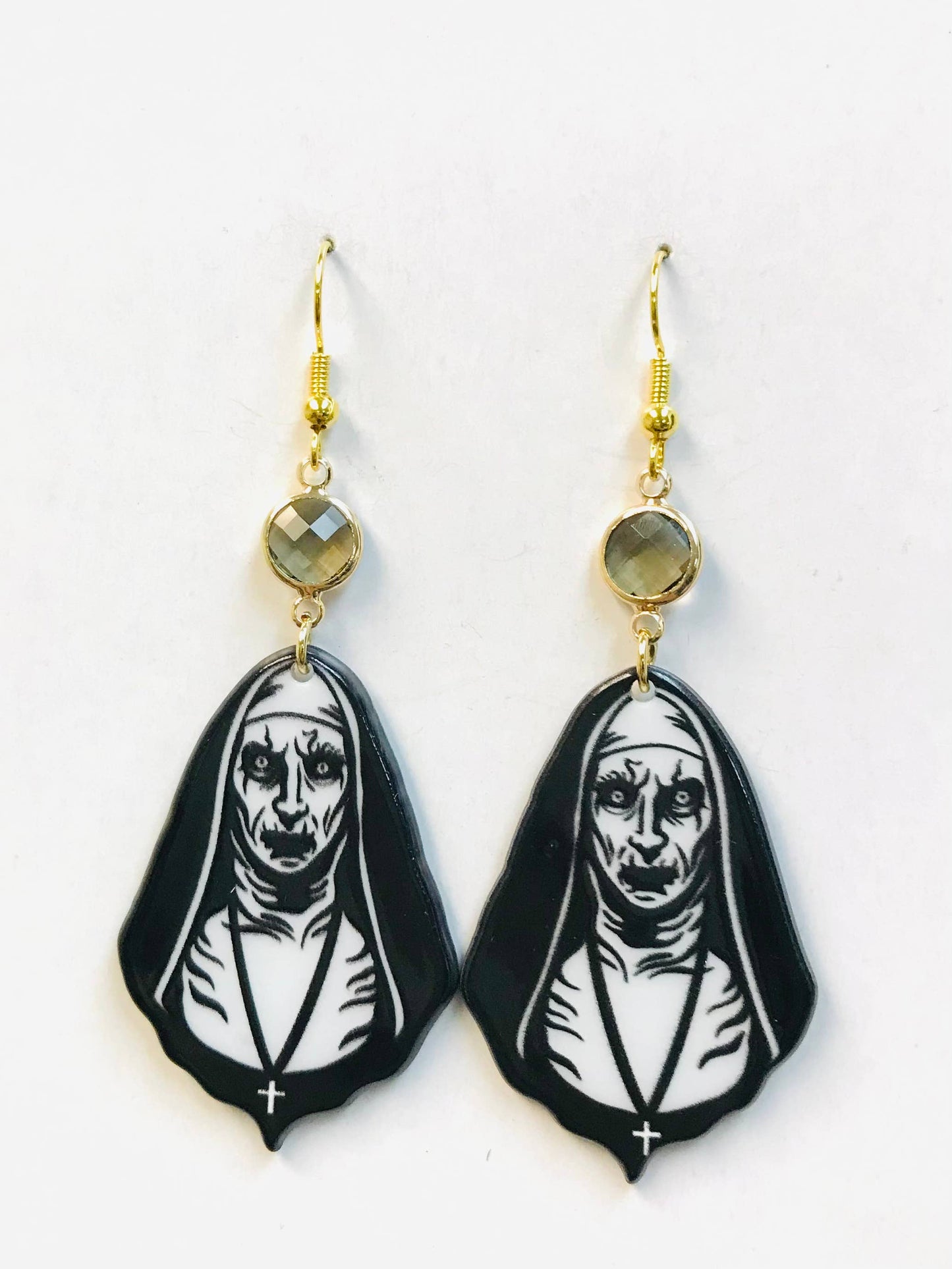 Black Evil Nun Acrylic Earrings