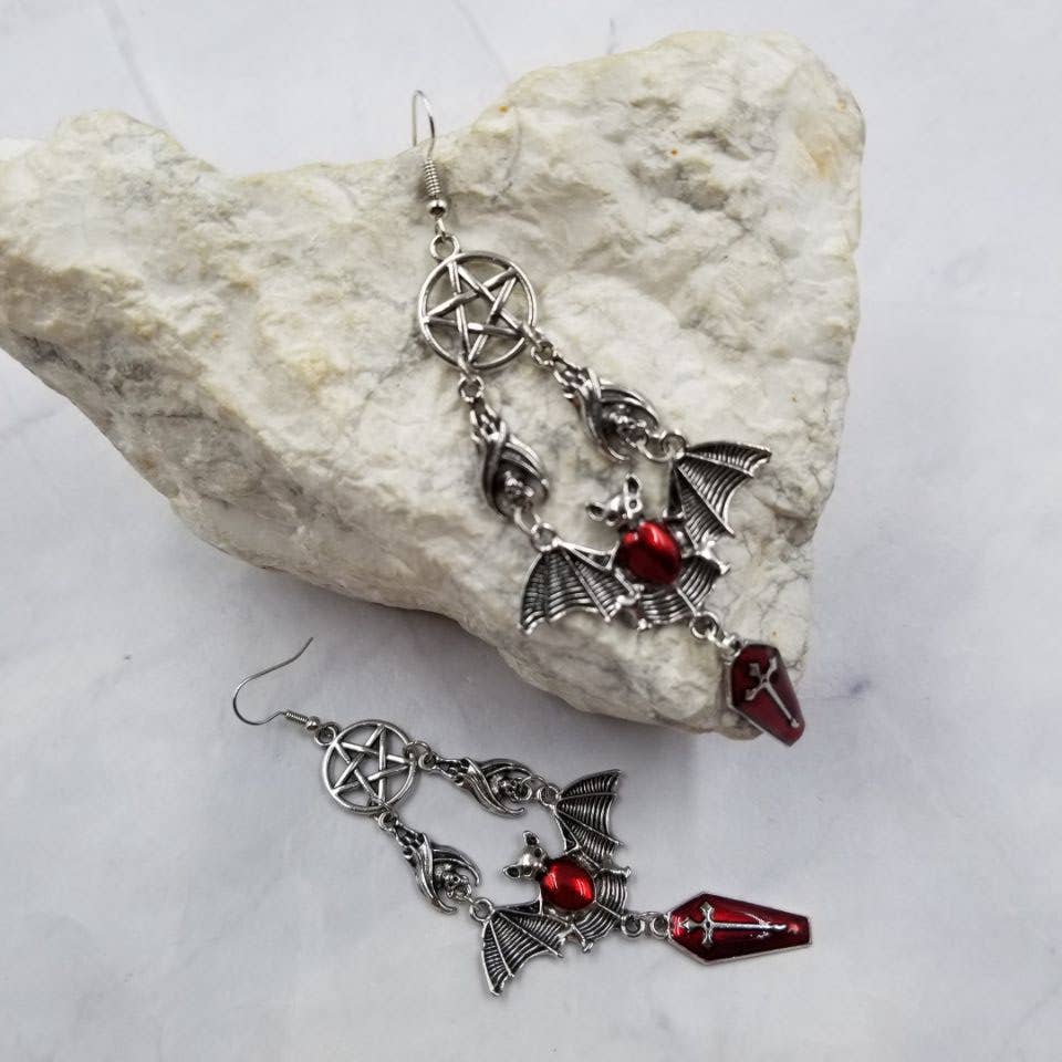 Bat and Coffin Earrings