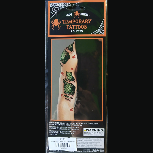 Temporary Tattoo 2Pk Arm Wound
