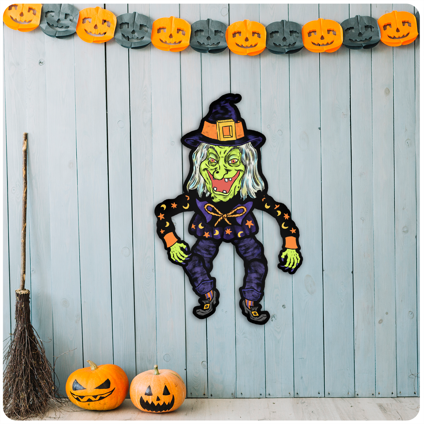 Jointed Halloween Witch Cutout Decoration