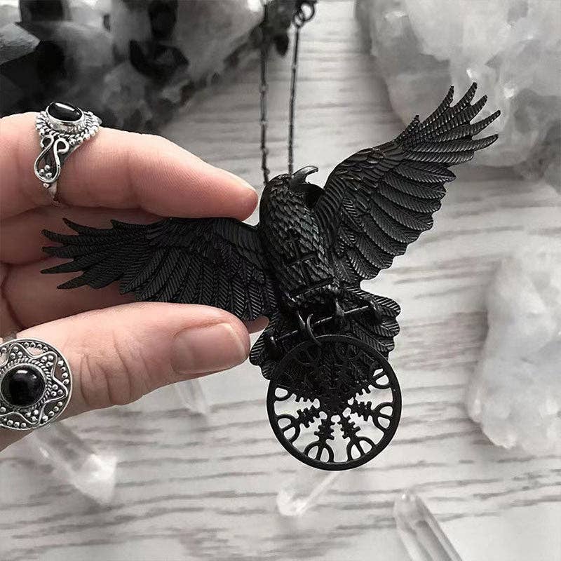 Viking Raven Pendant Necklace