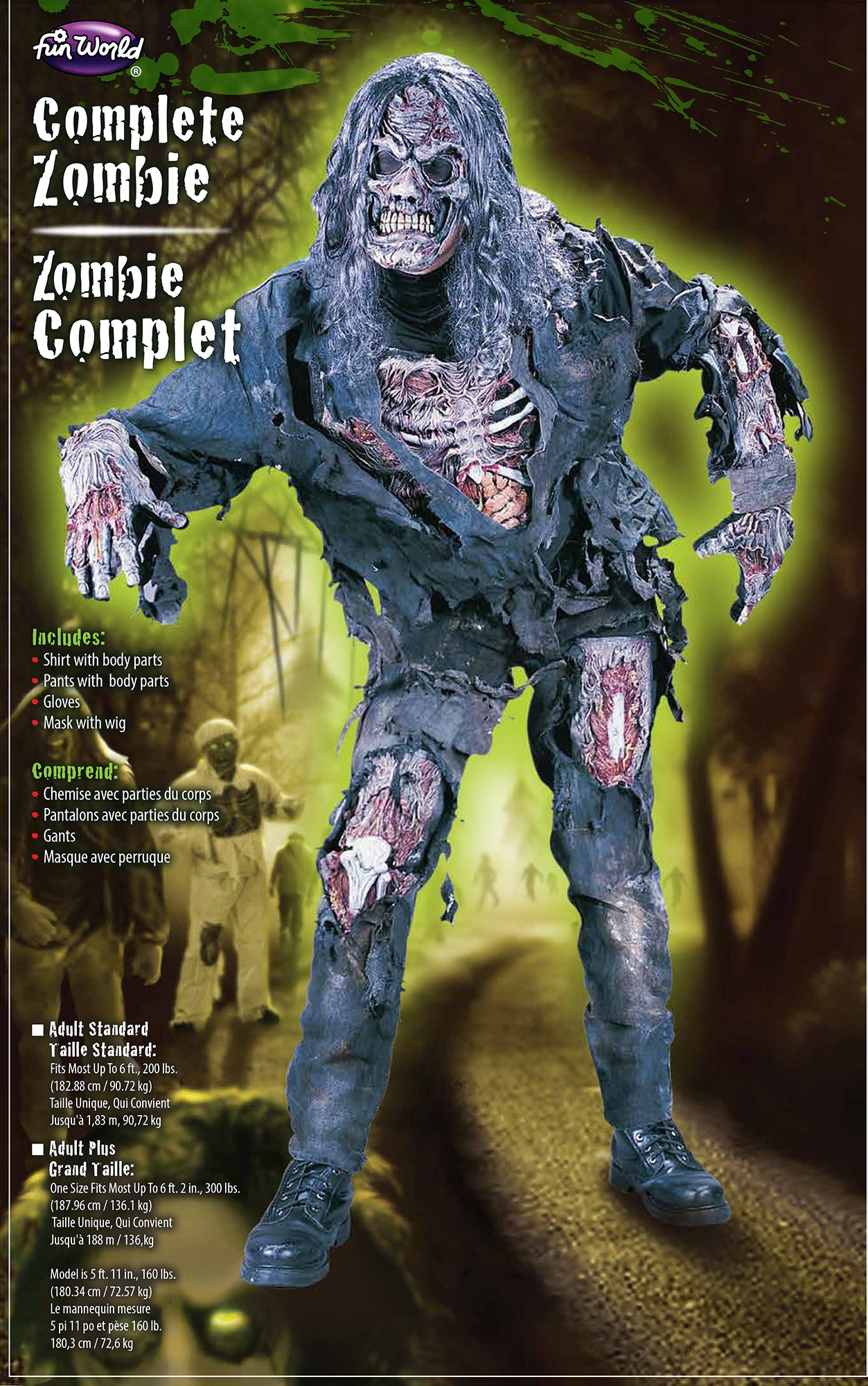 Plus Size 3D Zombie Adult Costume