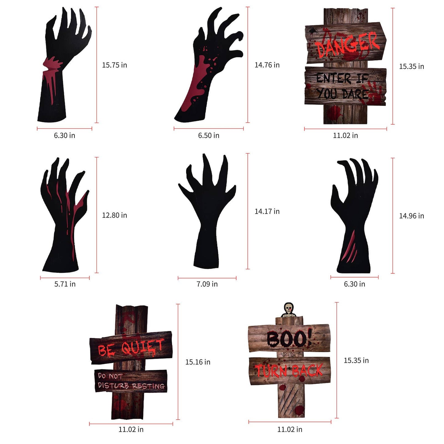 8pcs Halloween Yard Signs Bloody Hand