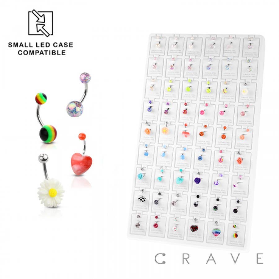 54 PCS OR 72 PCS OF ASSORTED BODY JEWELRY TRAY