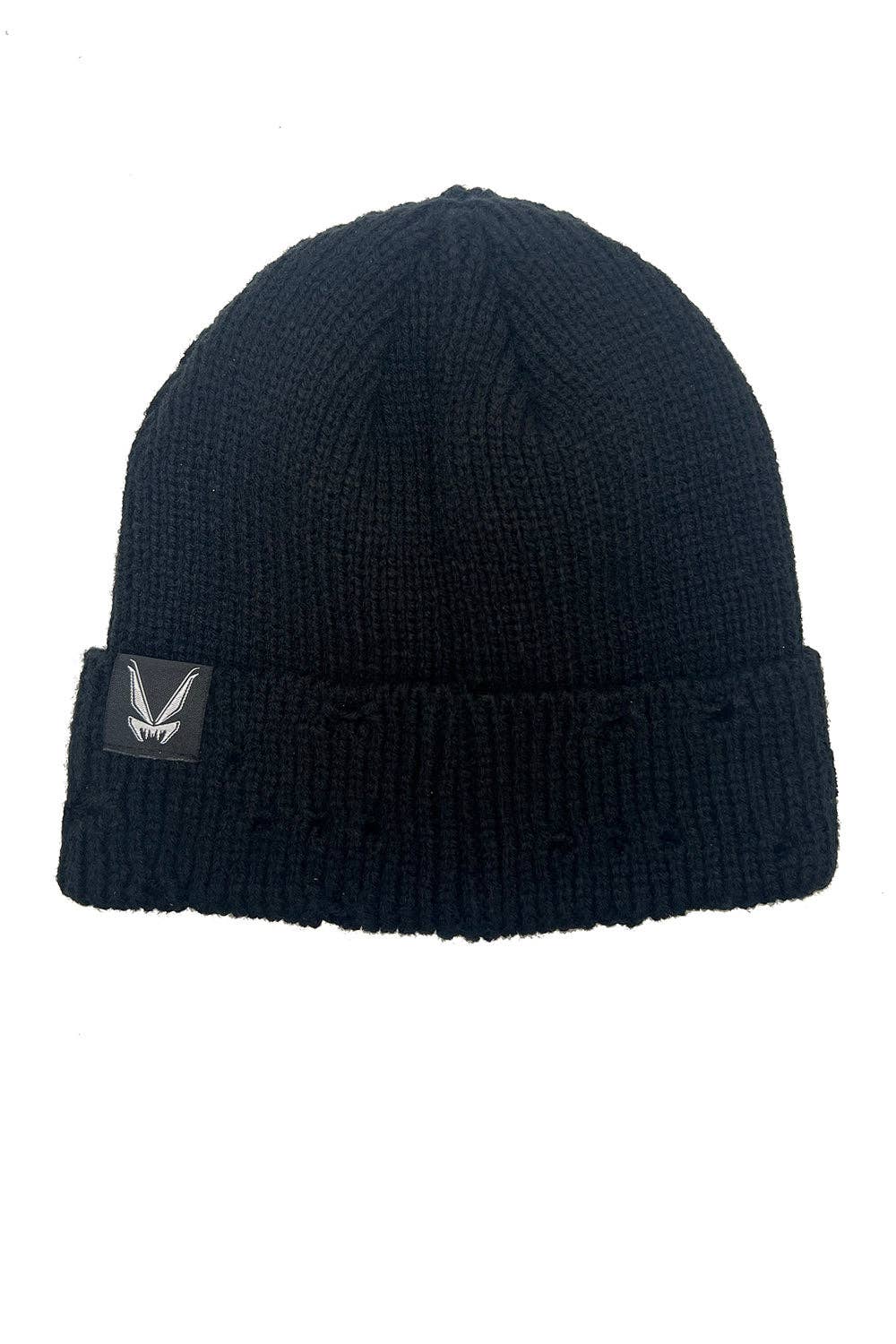 Distressed Pierced Beanie [White Bat]